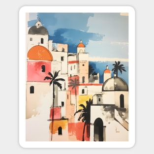 Italian Beach Town Boho Landscape Sticker